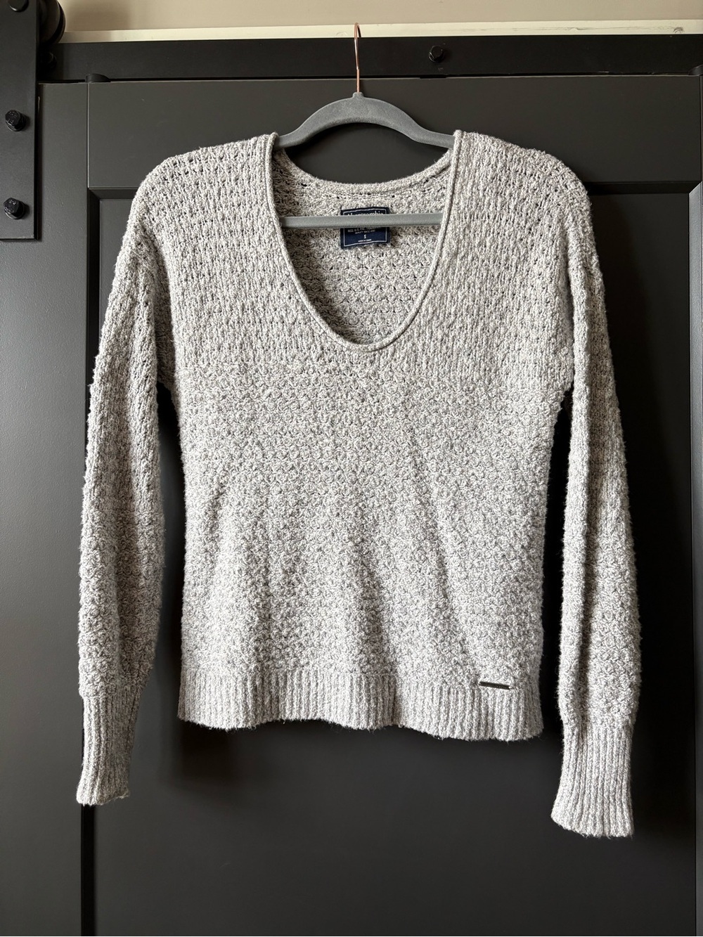 Abercrombie & Fitch Light Gray V-Neck Sweater